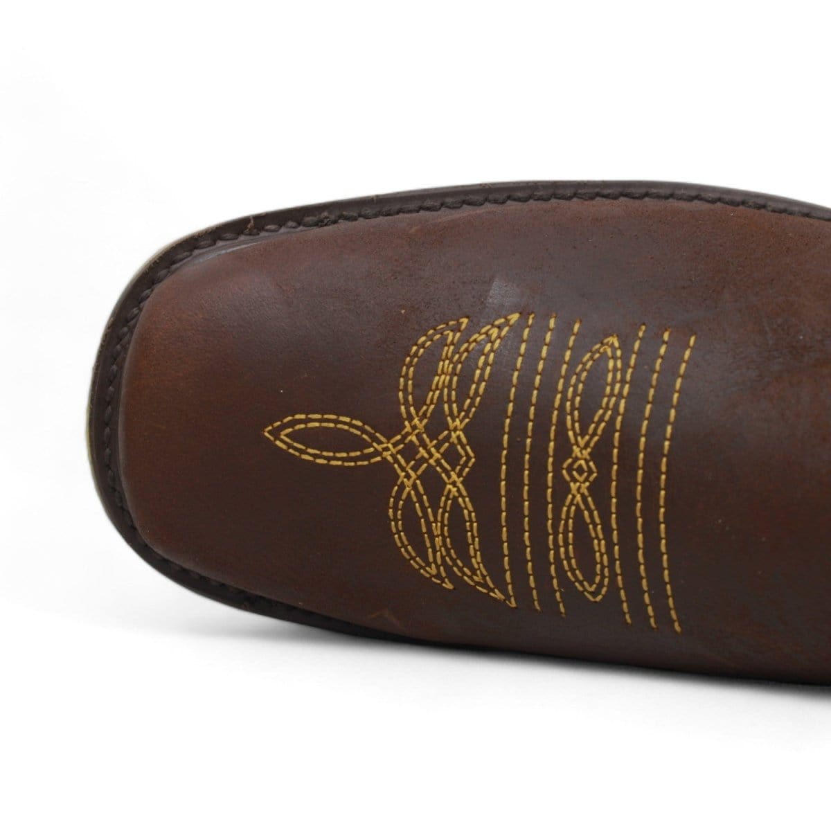 Men's square toe work boots with double density sole in brown by La Carreta toe view
