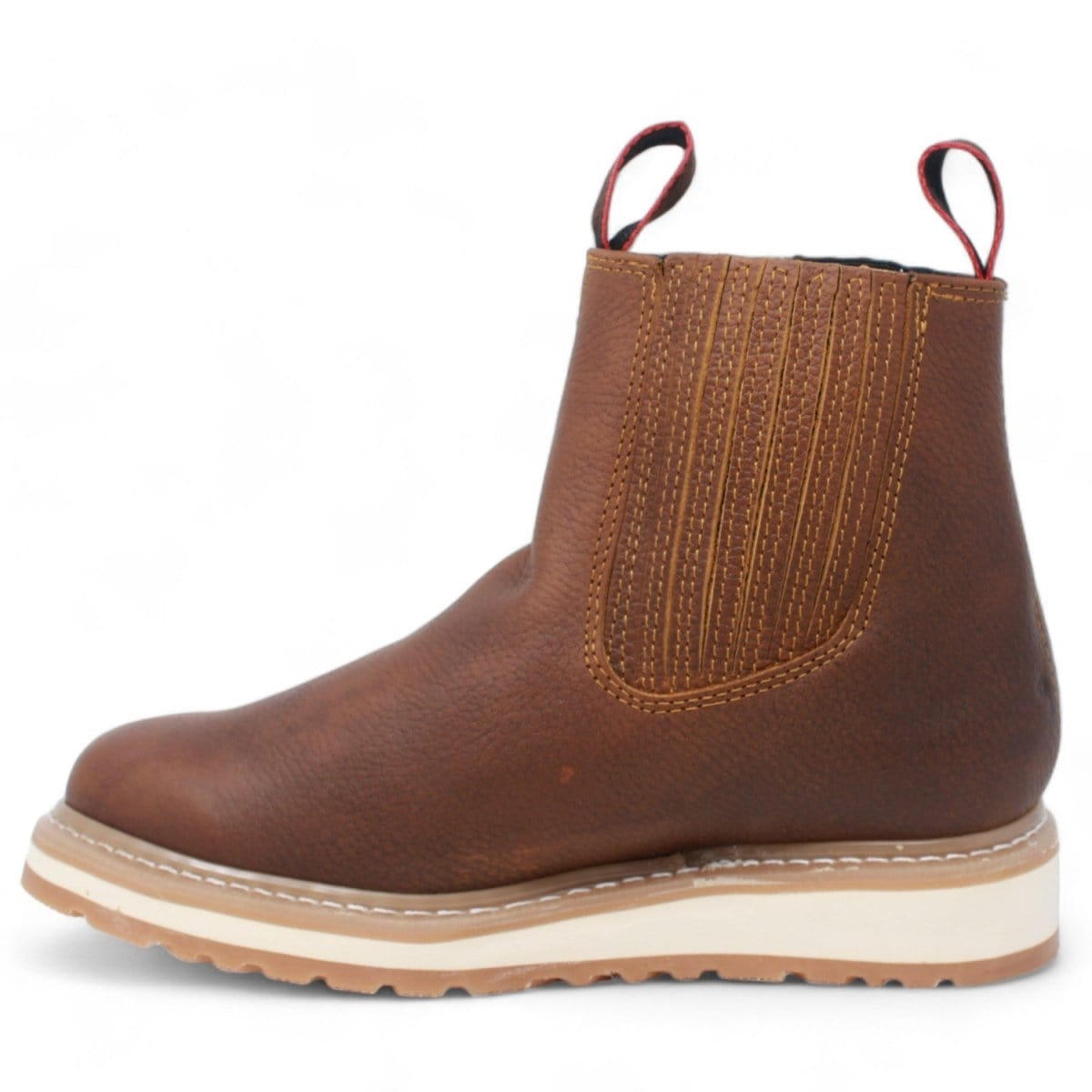 La Carreta Men´s Genuine Leather Rubber Sole Round Toe Work Boot - Brown Oak - Left Side View