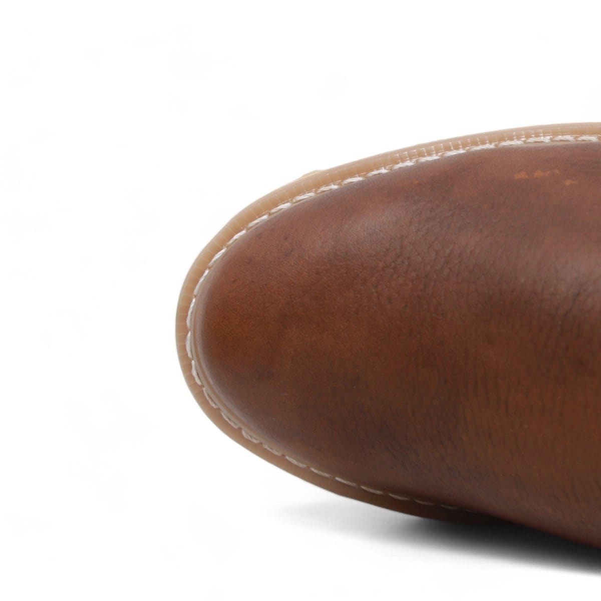 La Carreta Men´s Genuine Leather Rubber Sole Round Toe Work Boot - Brown Oak - Toe View