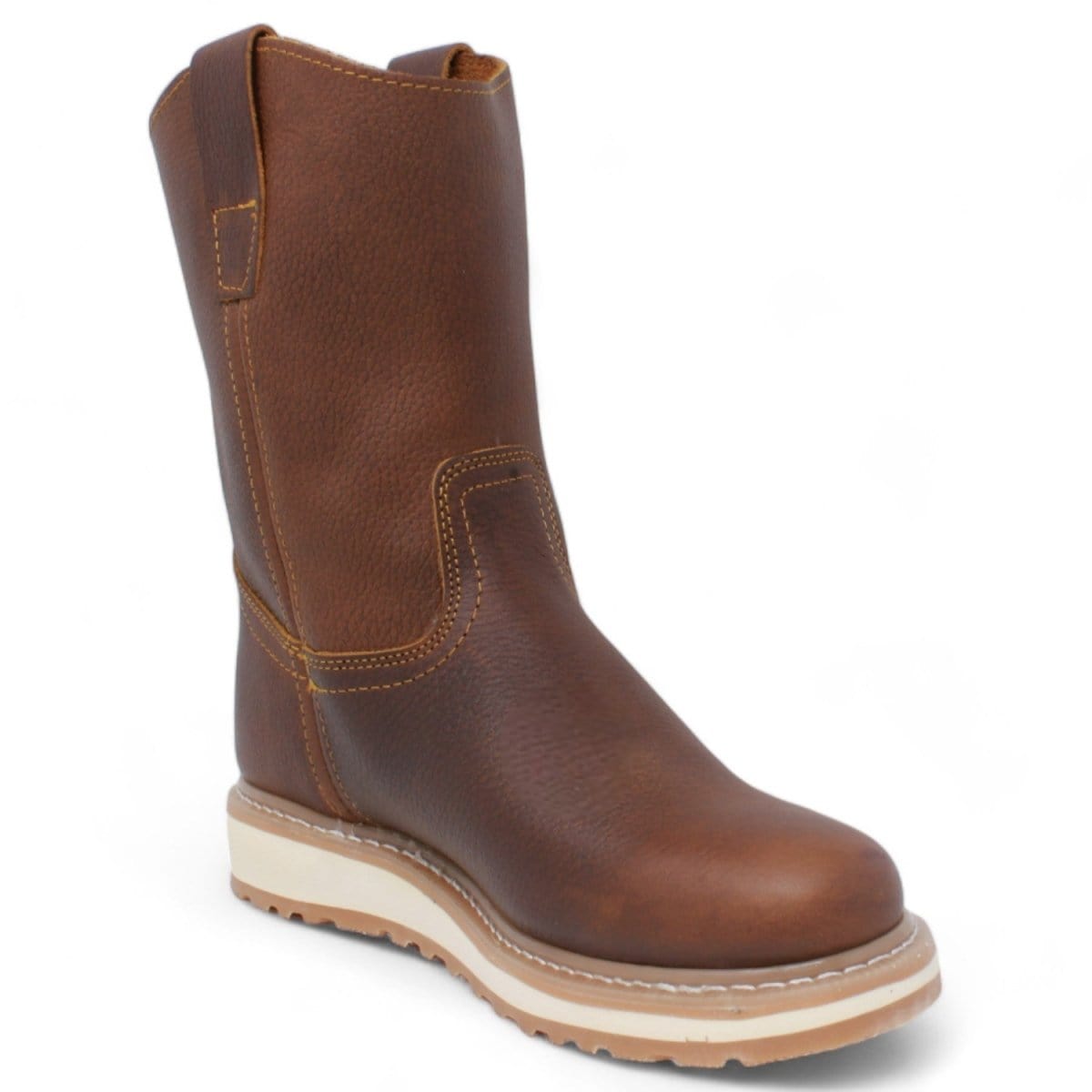 Men's double density work boots in brown by La Carreta side view