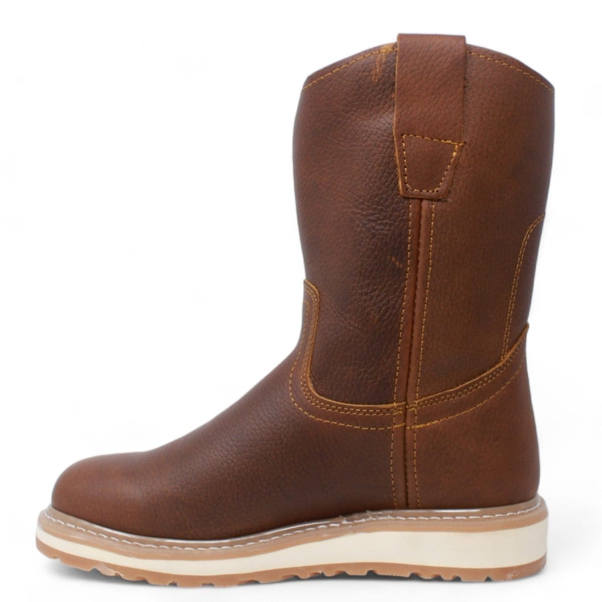 Men's double density work boots in brown by La Carreta left side view