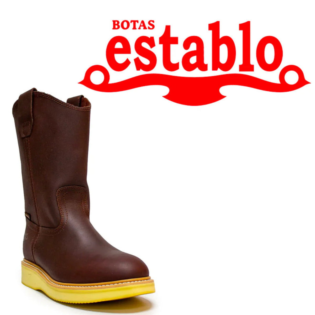 Establo Genuine Leather Mil Rayas Pull-On Work Boots - Soft Toe