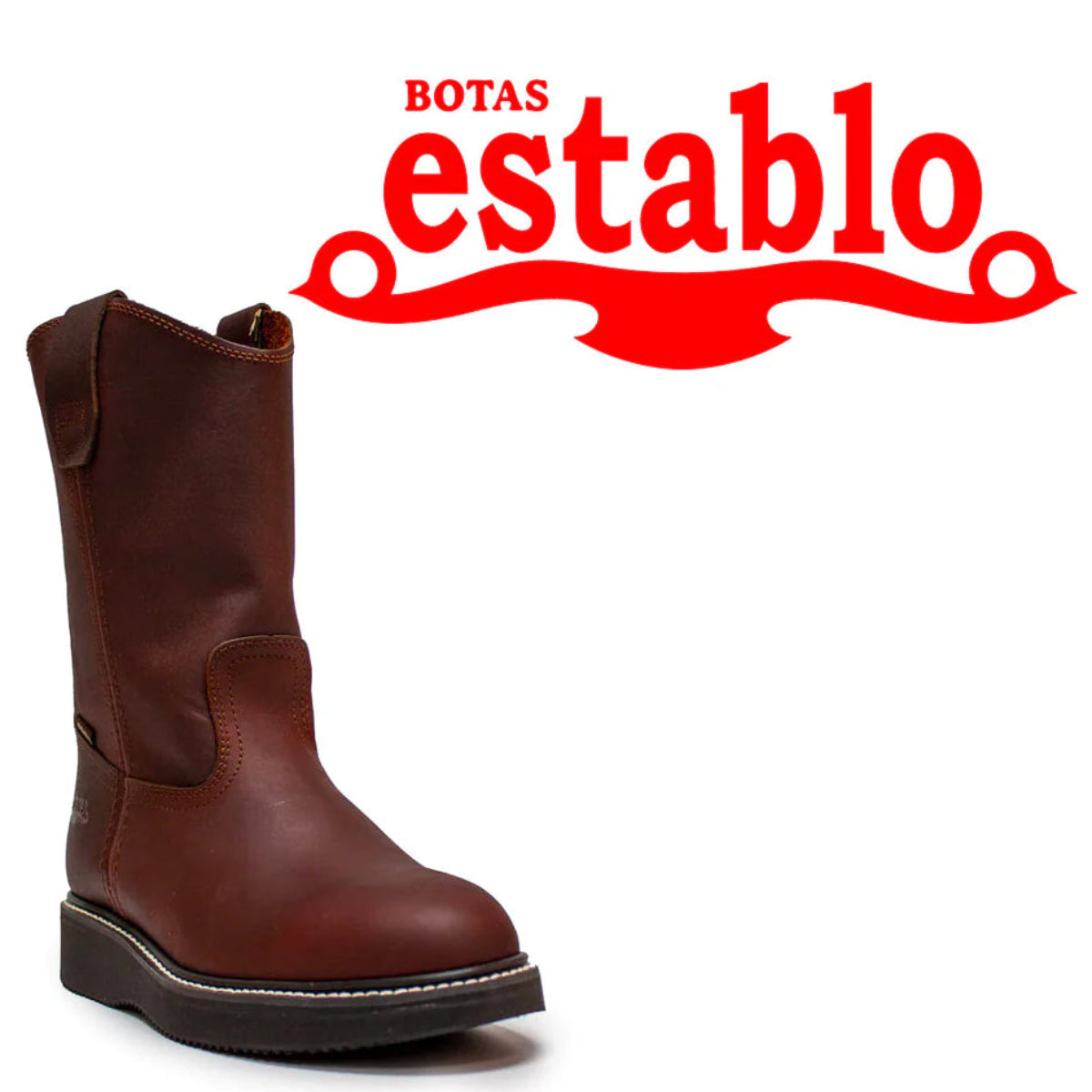 Establo Genuine Leather Mil Rayas Pull-On Work Boots - Soft Toe