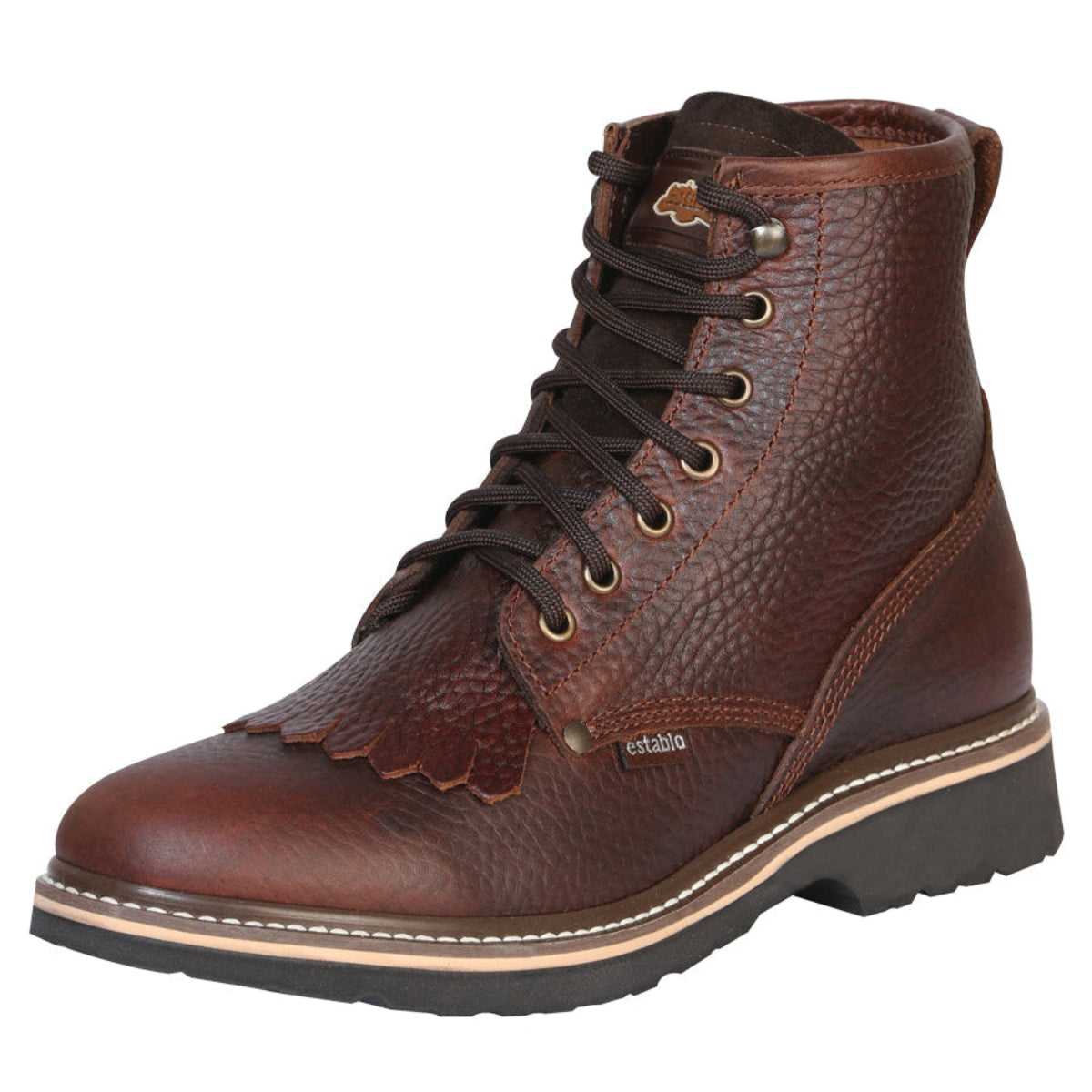 Establo Genuine Leather Moc Toe Lace-Up Work Shoes - Soft Toe