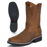 Establo Genuine Leather Pull-On Square Toe Work Boots - Soft Toe (Mango)