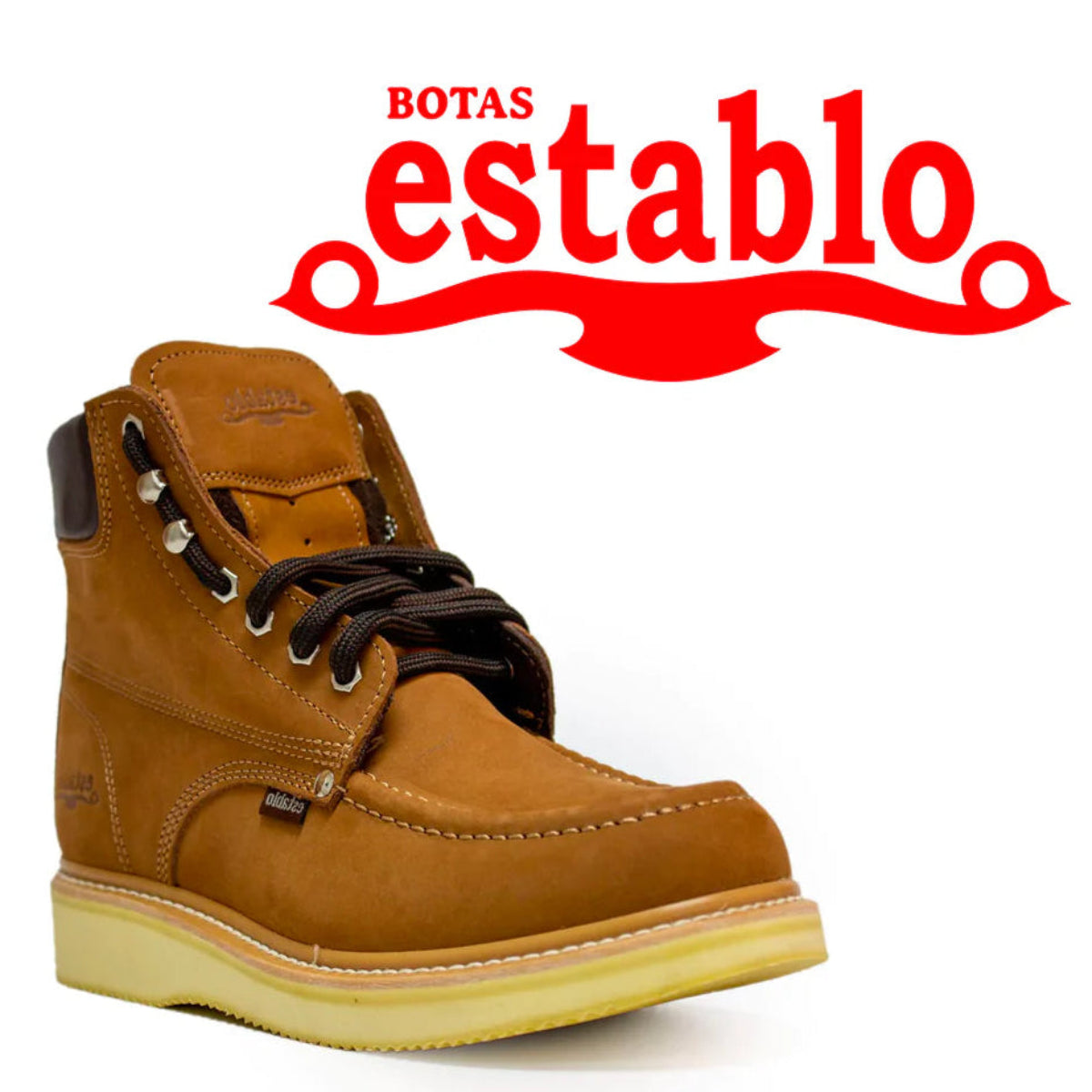 Establo Genuine Suede Leather Mil Rayas Moc Toe Work Shoes - Soft Toe