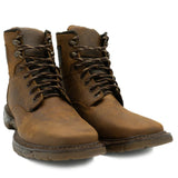 Cebu Hawk Lace-Up Square Toe Ankle Work Boots - Steel Toe (Tan)