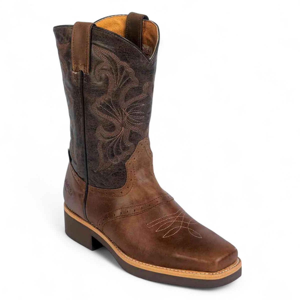 Establo Genuine Leather Square Toe Pull On Work Boots