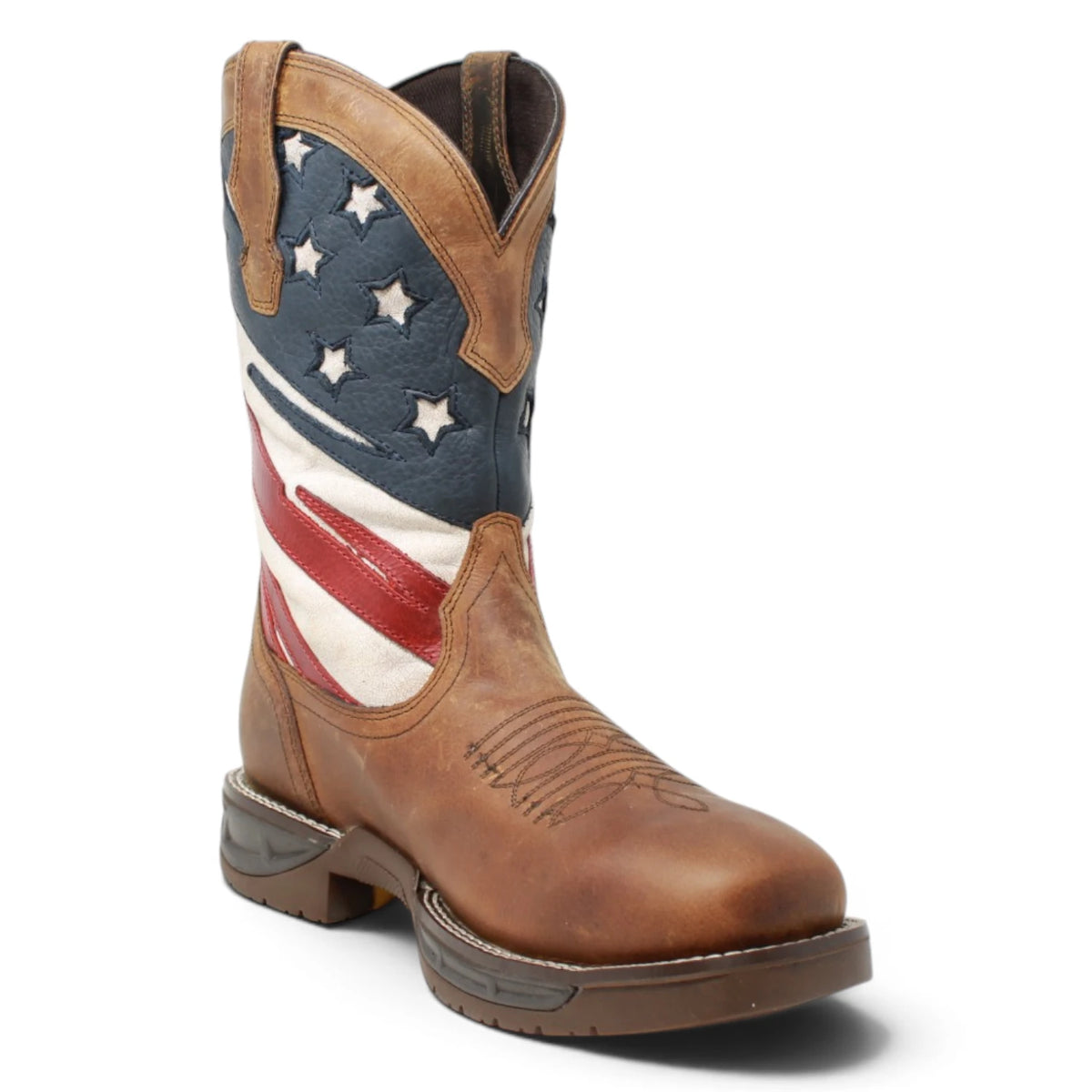Acero Men´s Genuine Leather Square Toe USA Flag Work Boot - Oiled Brown - Side View