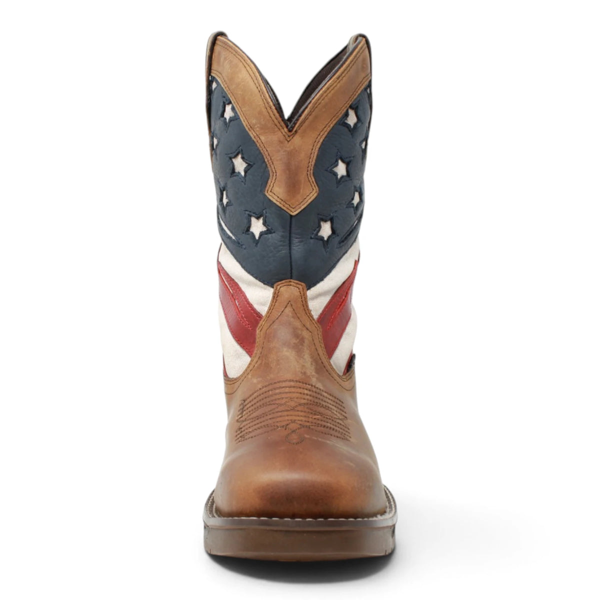 Acero Men´s Genuine Leather Square Toe USA Flag Work Boot - Oiled Brown - Front View