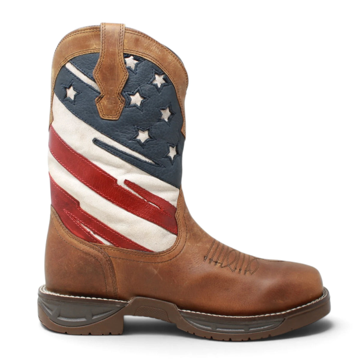 Acero Men´s Genuine Leather Square Toe USA Flag Work Boot - Oiled Brown - Right Side View
