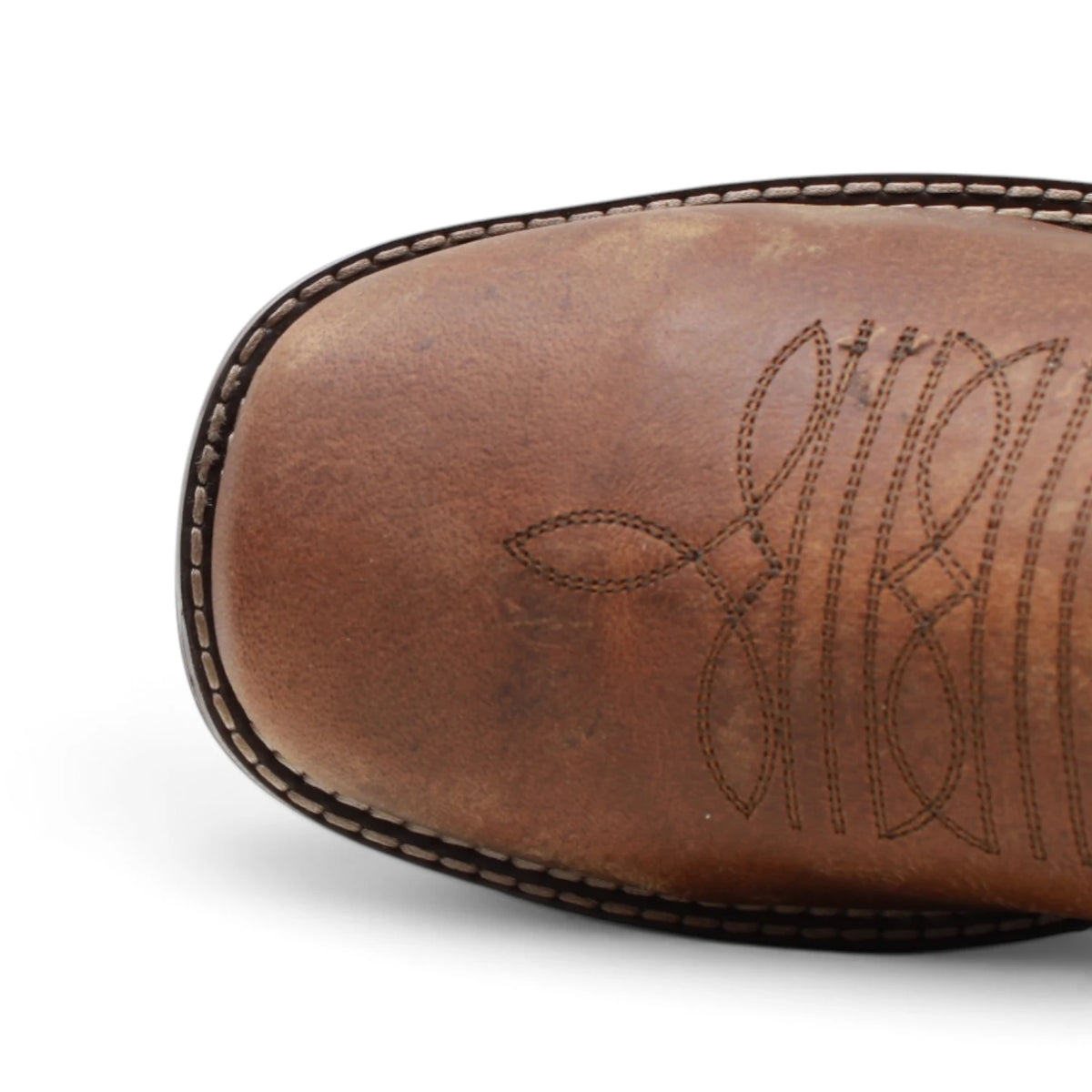 Acero Men´s Genuine Leather Square Toe USA Flag Work Boot - Oiled Brown - Toe View