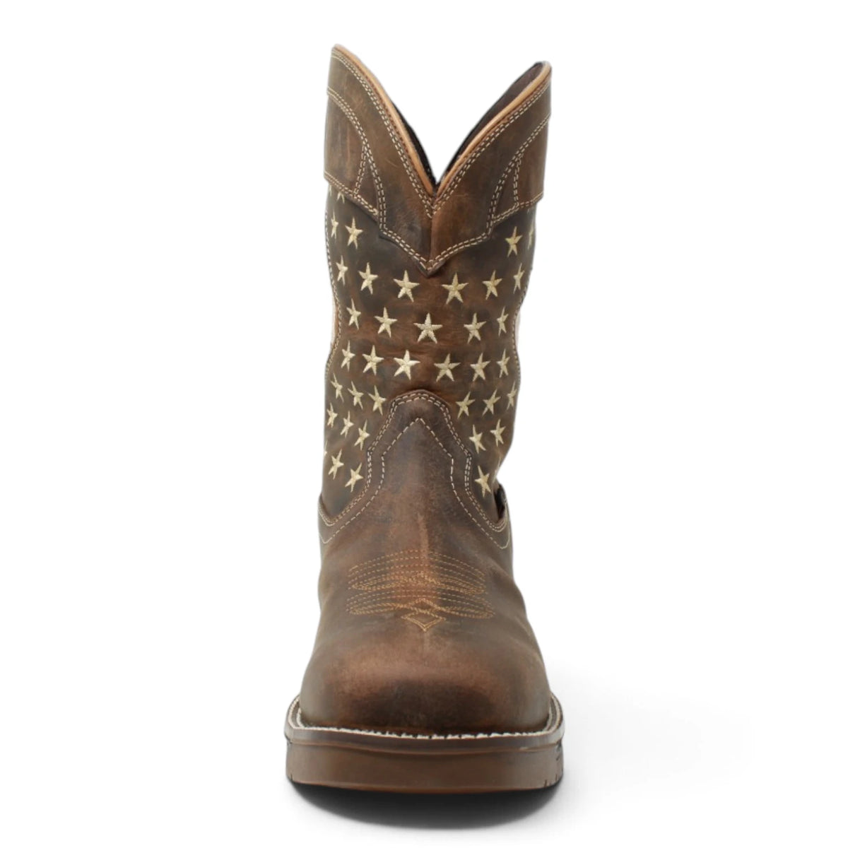 Acero Men´s Genuine Leather Square Toe Brown USA Flag Work Boot - Tan - Front View