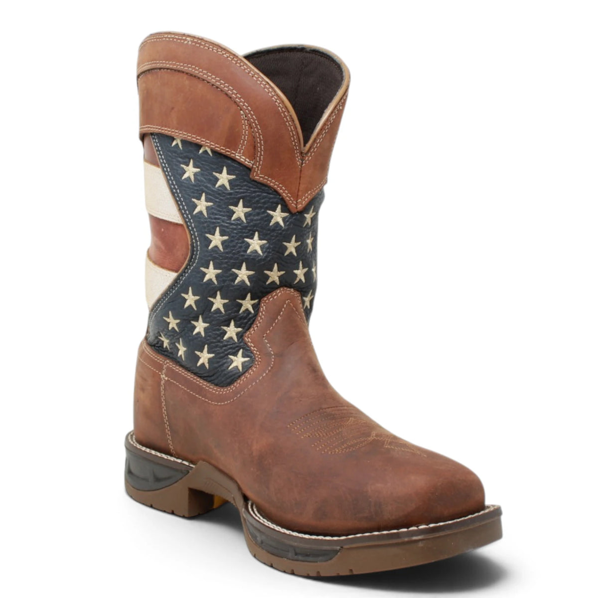 Acero Men´s Genuine Leather Square Toe USA Flag Work Boot - Shedron - Side View