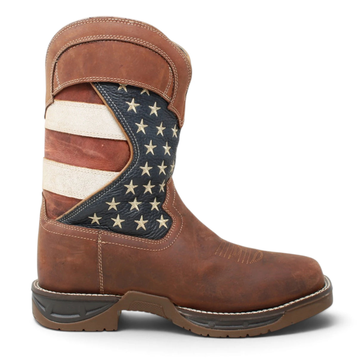 Acero Men´s Genuine Leather Square Toe USA Flag Work Boot - Shedron- Right Side View