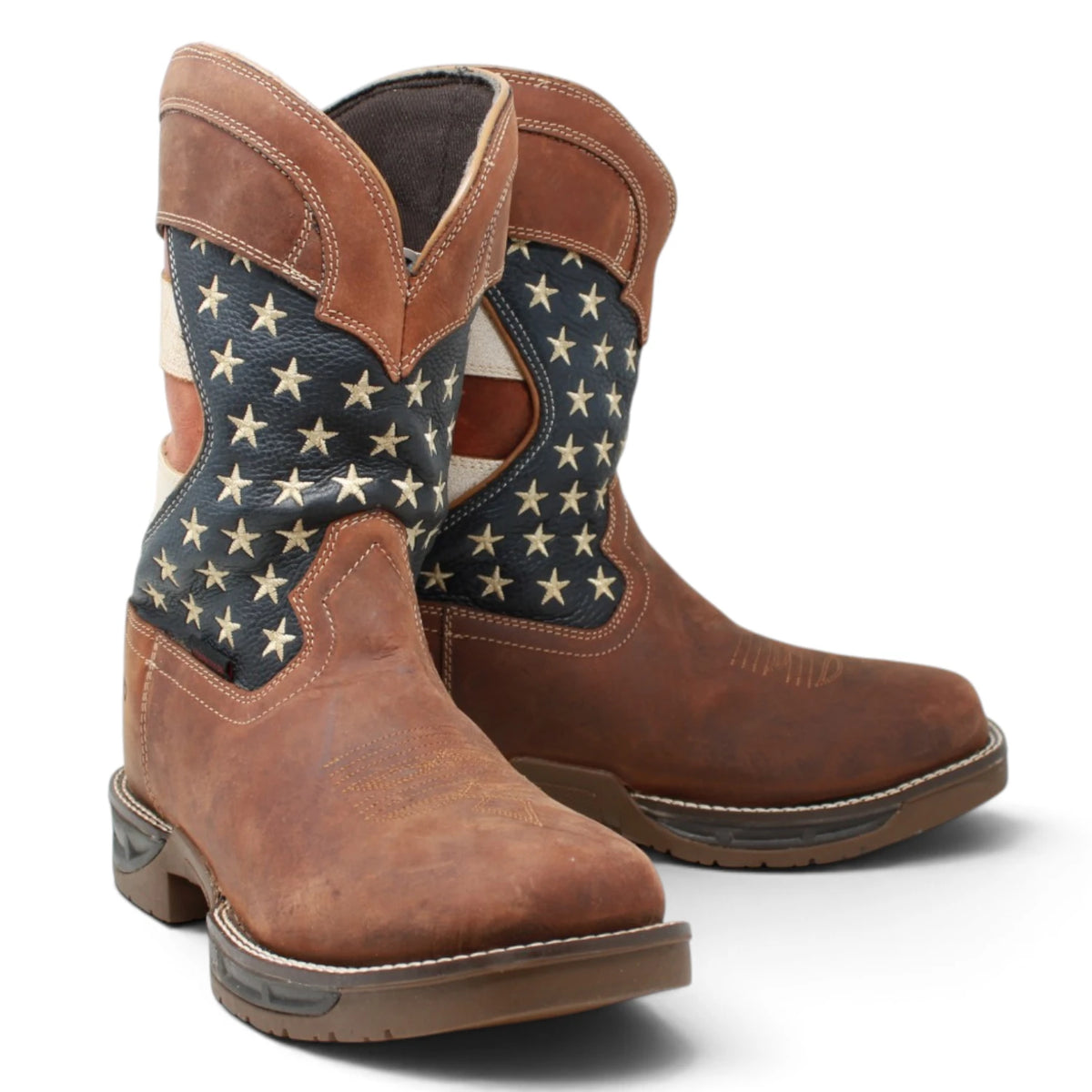 Acero Men´s Genuine Leather Square Toe USA Flag Work Boot - Shedron - Pair Side View