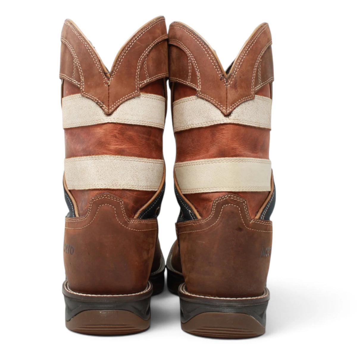 Acero Men´s Genuine Leather Square Toe USA Flag Work Boot - Shedron - Pair Back View