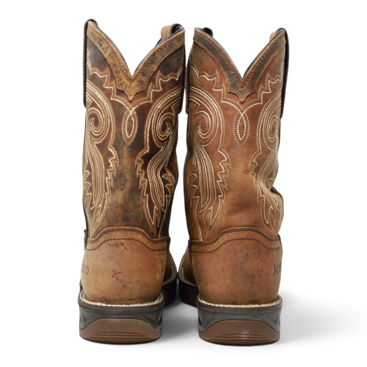 Acero Men´s Genuine Leather Square Toe Work Boot - Tan - Pair Back View