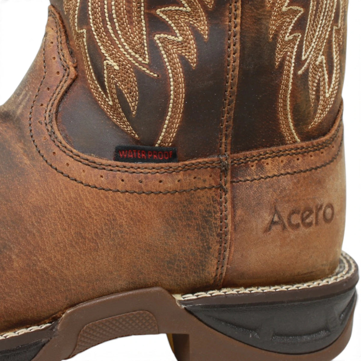 Acero Men´s Genuine Leather Square Toe Work Boot - Tan - Detail