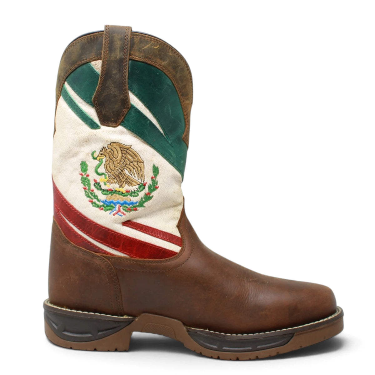 Acero Men´s Genuine Leather Square Toe Mexico Flag Work Boot - Tan - Right Side View