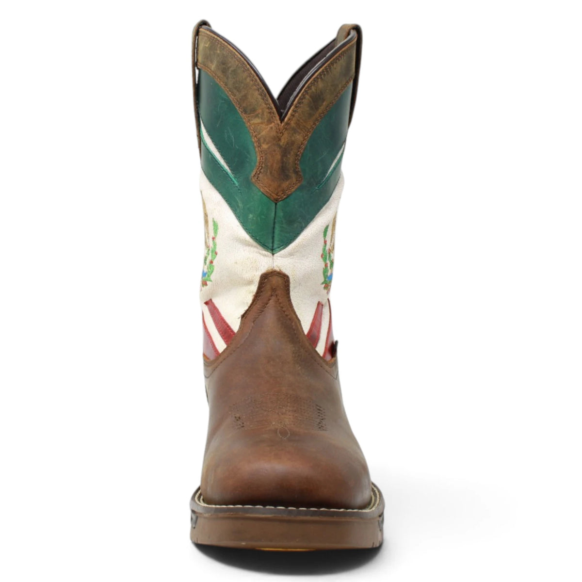 Acero Men´s Genuine Leather Square Toe Mexico Flag Work Boot - Tan - Front View