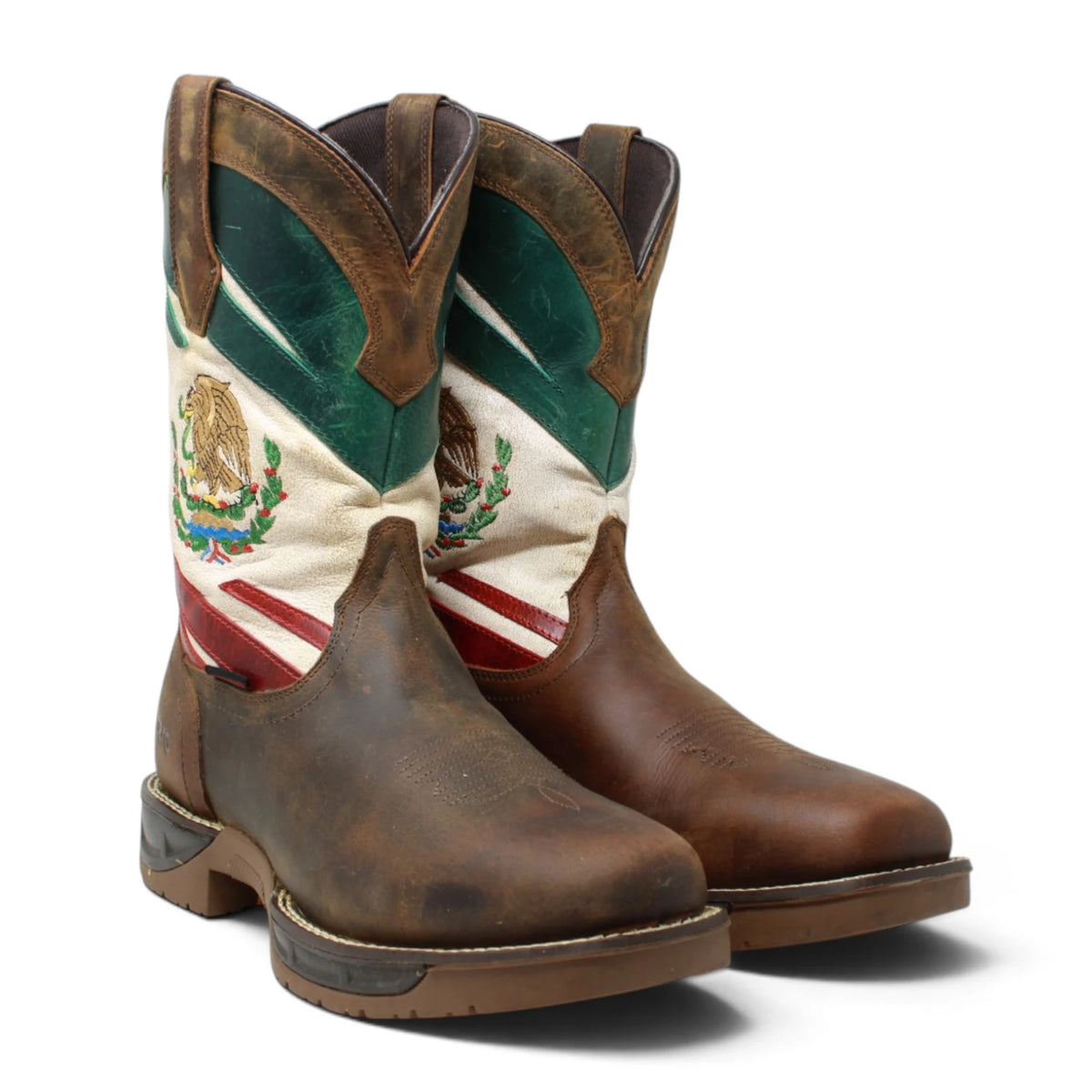Acero Men´s Genuine Leather Square Toe Mexico Flag Work Boot - Tan - Pair Side View