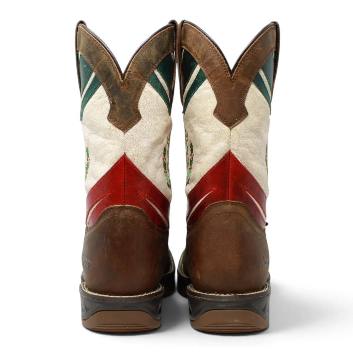 Acero Men´s Genuine Leather Square Toe Mexico Flag Work Boot - Tan - Pair Back View