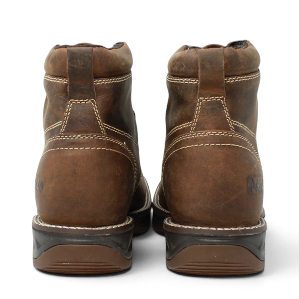 Tanner Mark Men´s Genuine Leather Lace-Up Square Toe Acero Work Boot - Red Brown - Pair Back View