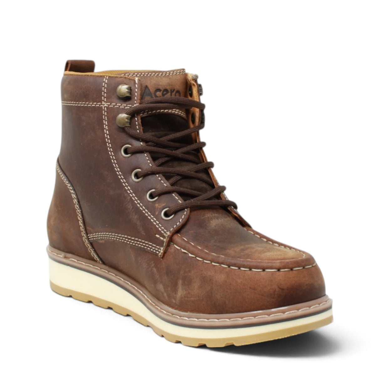 Acero Men´s Genuine Leather Moc Toe with Rhino Sole Work Boot - Horse Tan - Side View