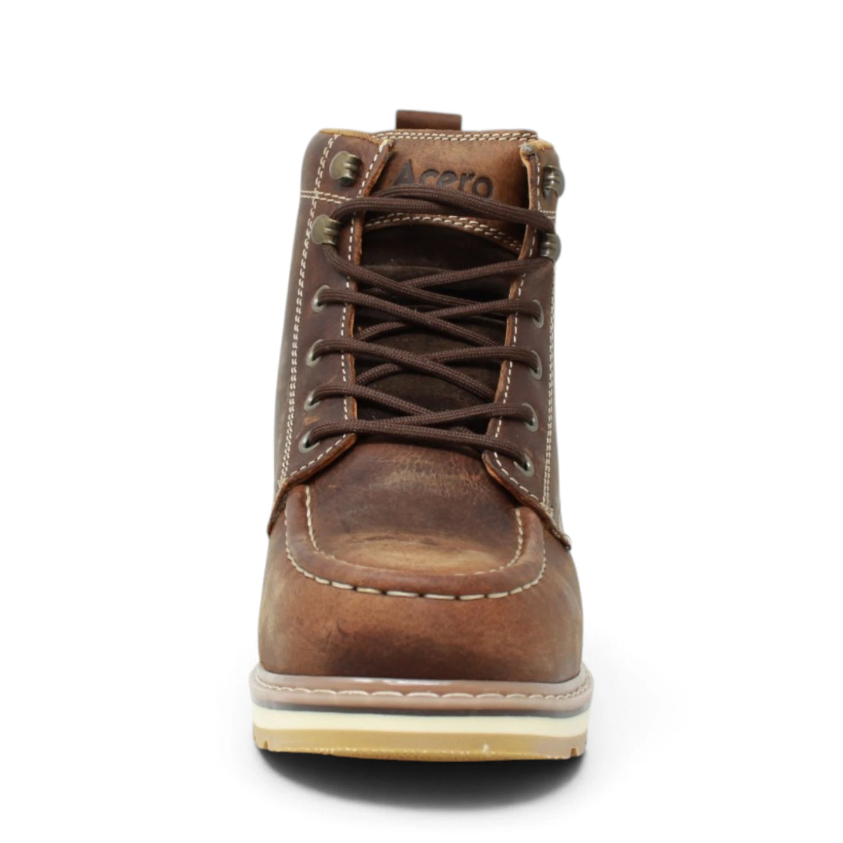Acero Men´s Genuine Leather Moc Toe with Rhino Sole Work Boot - Horse Tan - Front View