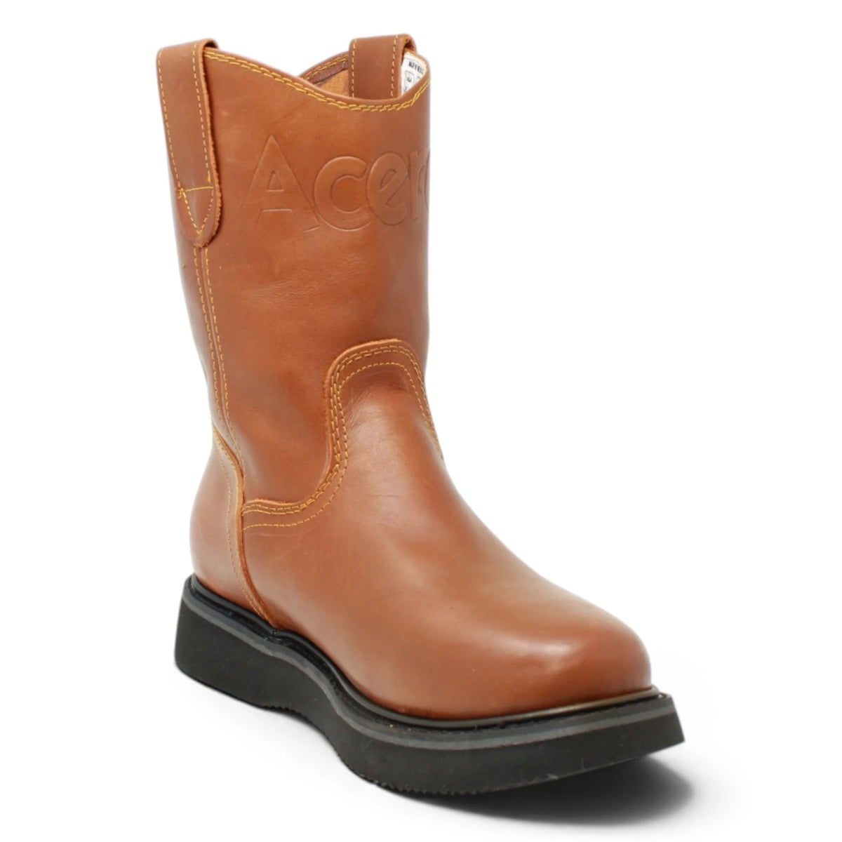 Acero Men´s Genuine Leather Round Roper Toe Work Boot - Grasso Honey - Side View