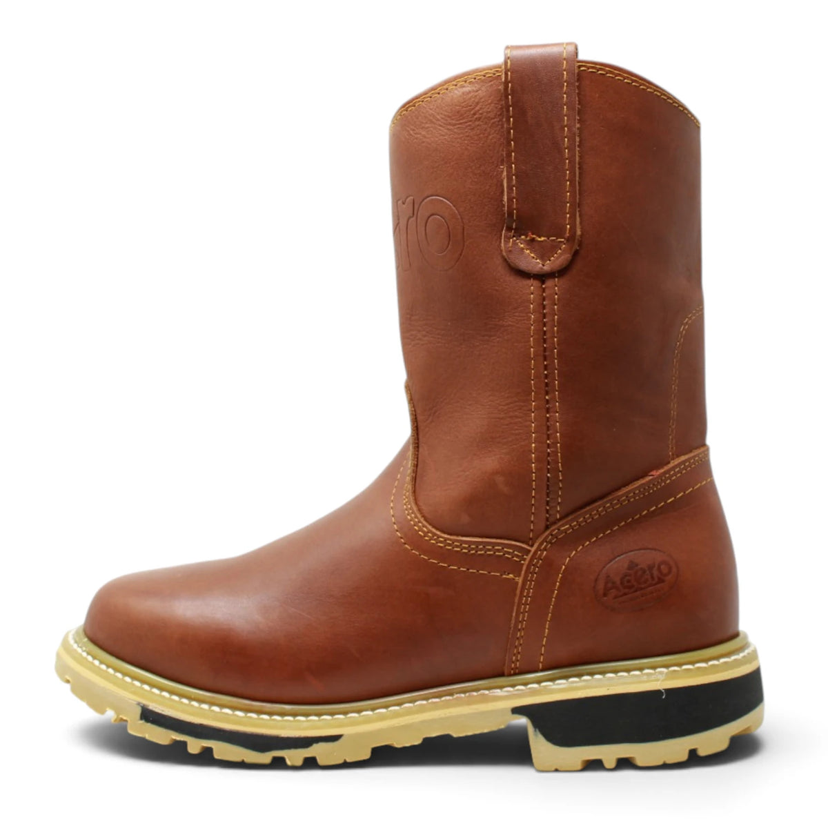 Acero Men´s Genuine Leather Round Roper Toe with Bicolor Sole Work Boot - Grasso Honey - Left Side View