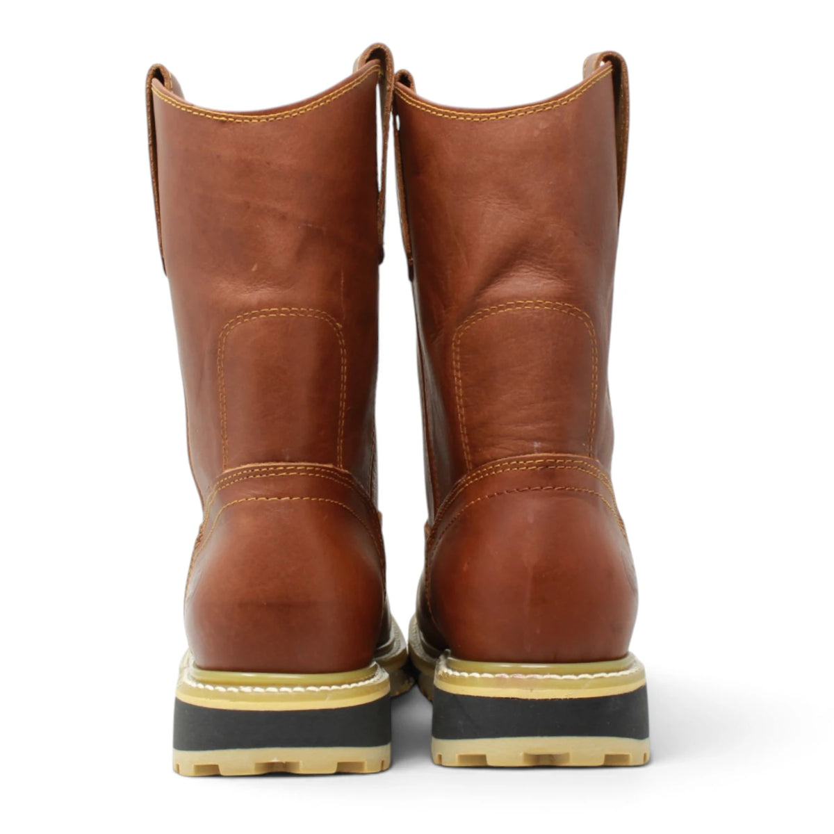 Acero Men´s Genuine Leather Round Roper Toe with Bicolor Sole Work Boot - Grasso Honey - Pair Back View