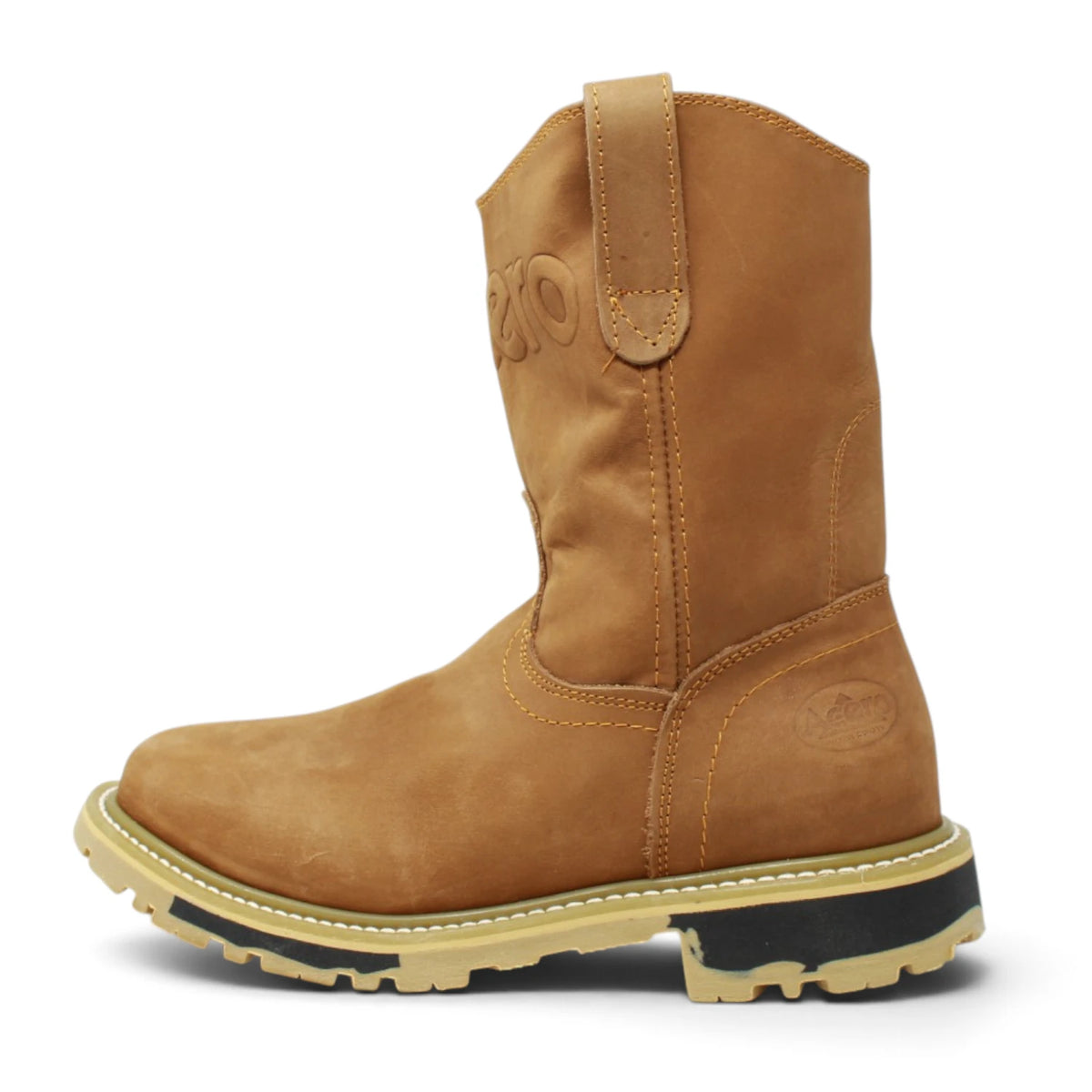Acero Men´s Genuine Leather Round Roper Toe with Bicolor Sole Work Boot - Sand - Left Side View