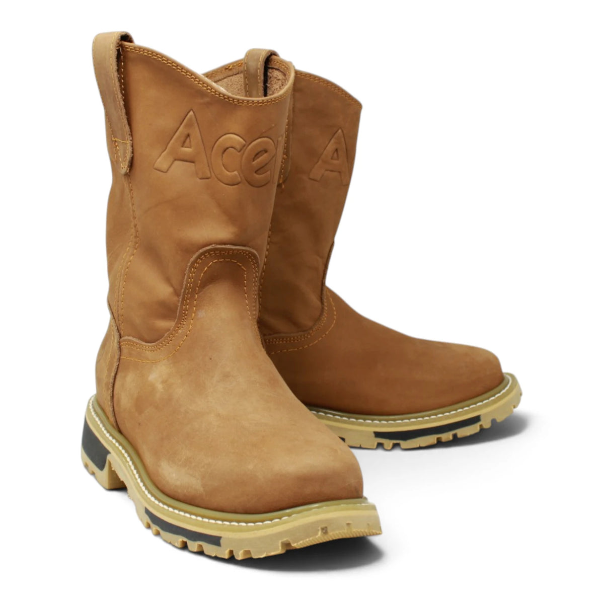 Acero Men´s Genuine Leather Round Roper Toe with Bicolor Sole Work Boot - Sand - Pair Side View