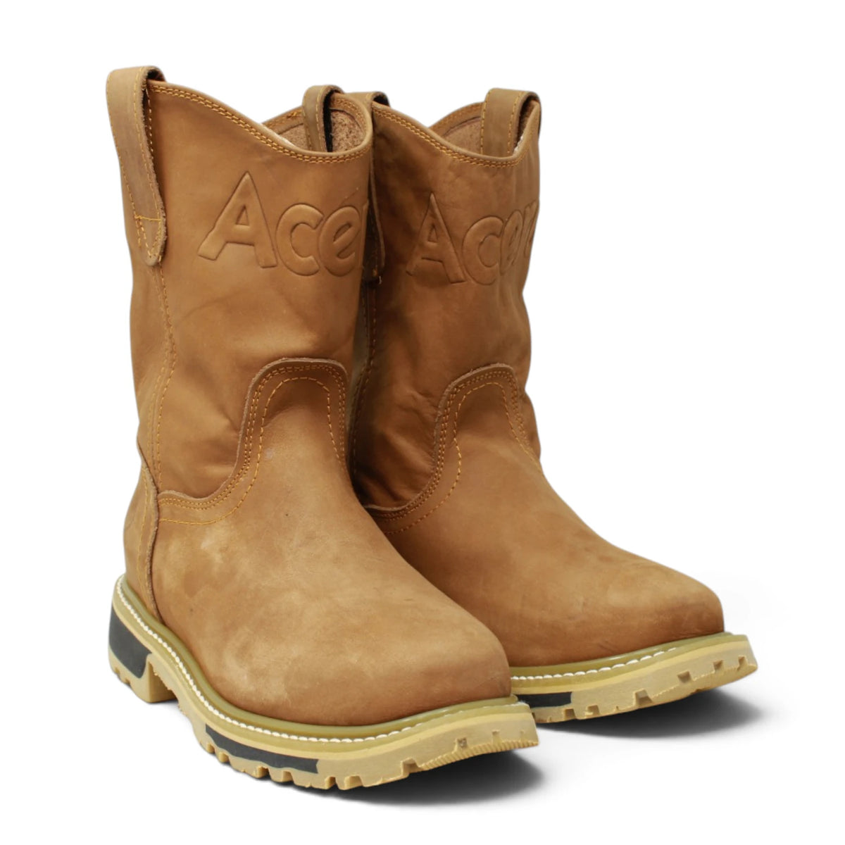 Acero Men´s Genuine Leather Round Roper Toe with Bicolor Sole Work Boot - Sand - Pair Side View