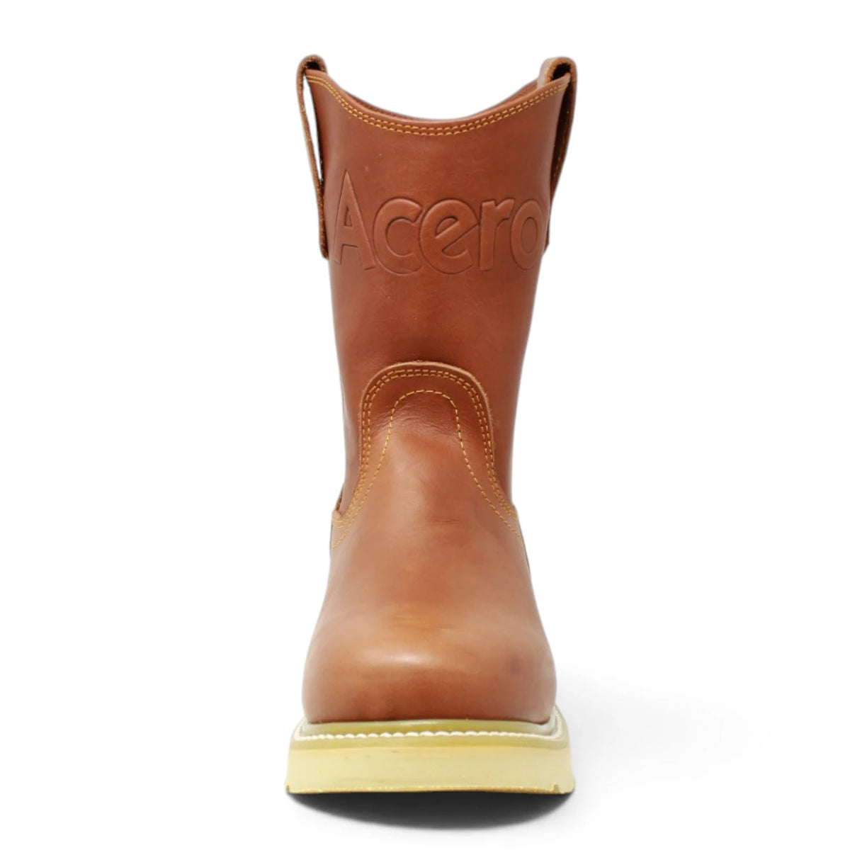 Acero Men´s Genuine Leather Round Roper Toe Work Boot - Grasso Honey - Front View