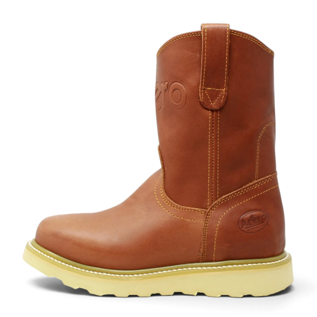 Acero Men´s Genuine Leather Round Roper Toe Work Boot - Grasso Honey - Left Side View