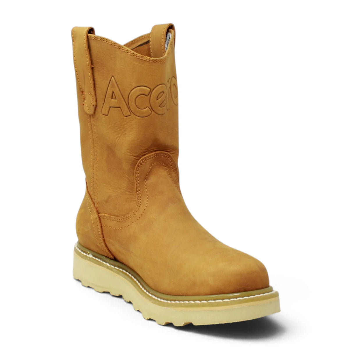 Acero Men´s Genuine Leather Round Roper Toe with Rhino Camel Sole Work Boot - Crazy Honey - Side View