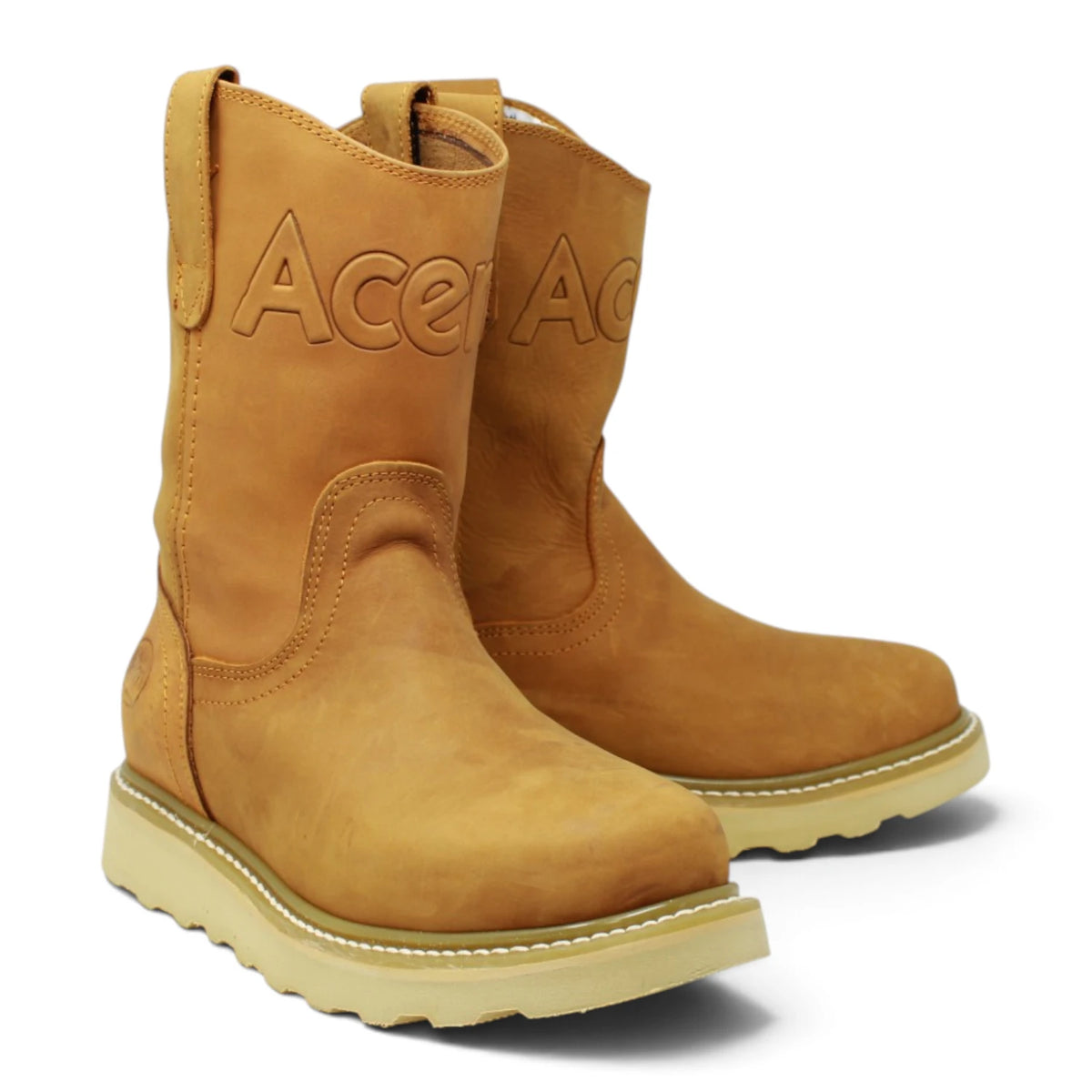 Acero Men´s Genuine Leather Round Roper Toe with Rhino Camel Sole Work Boot - Crazy Honey - Pair Side View