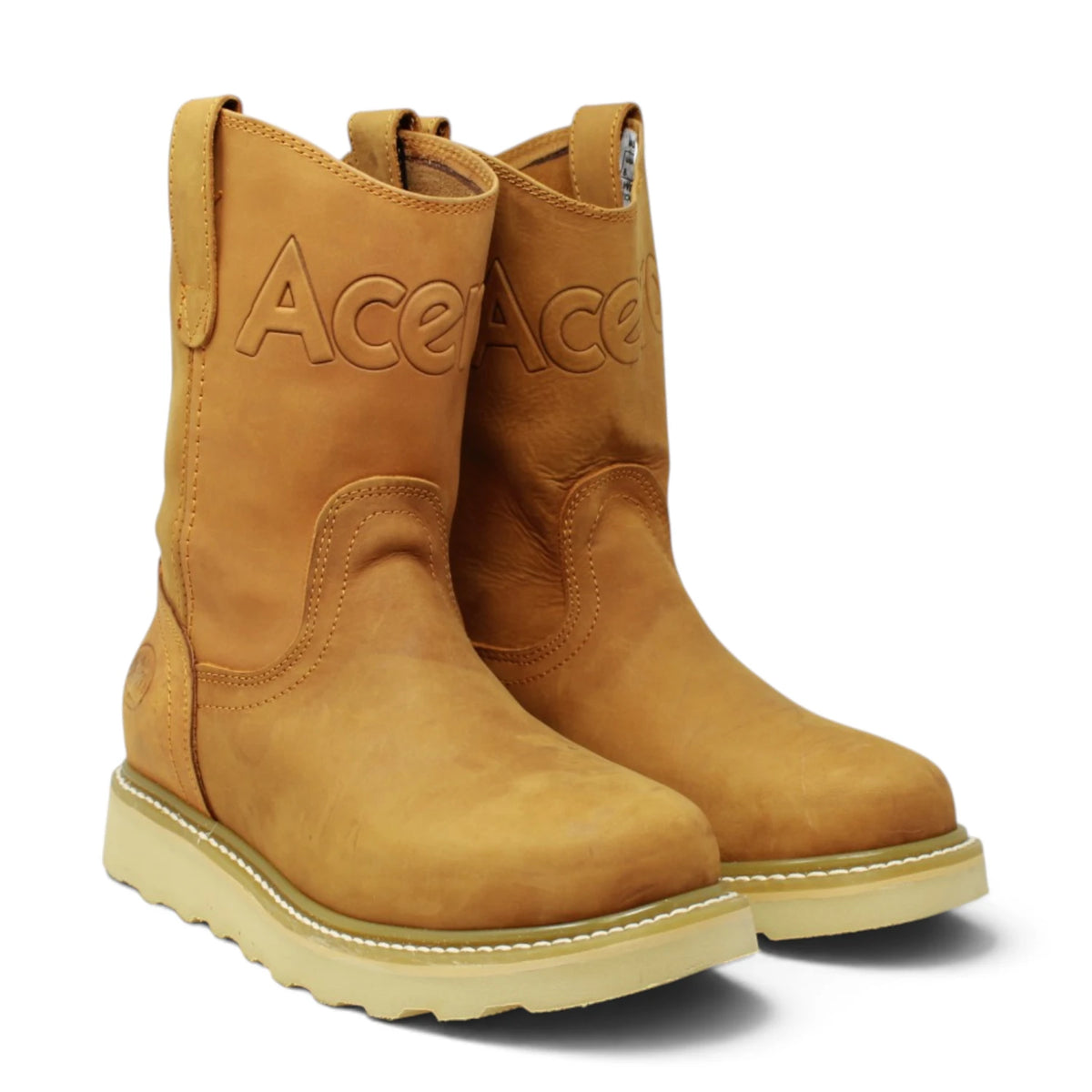 Acero Men´s Genuine Leather Round Roper Toe with Rhino Camel Sole Work Boot - Crazy Honey - Pair Side View