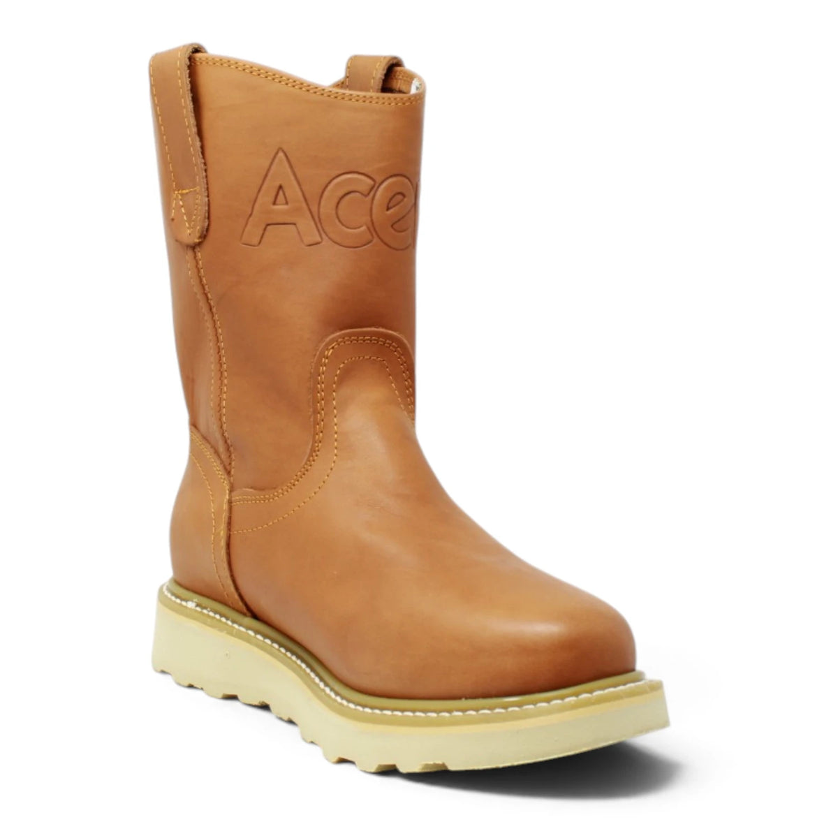 Acero Men´s Genuine Leather Round Roper Toe with Oasis Sole Work Boot - Grasso Tan - Side View