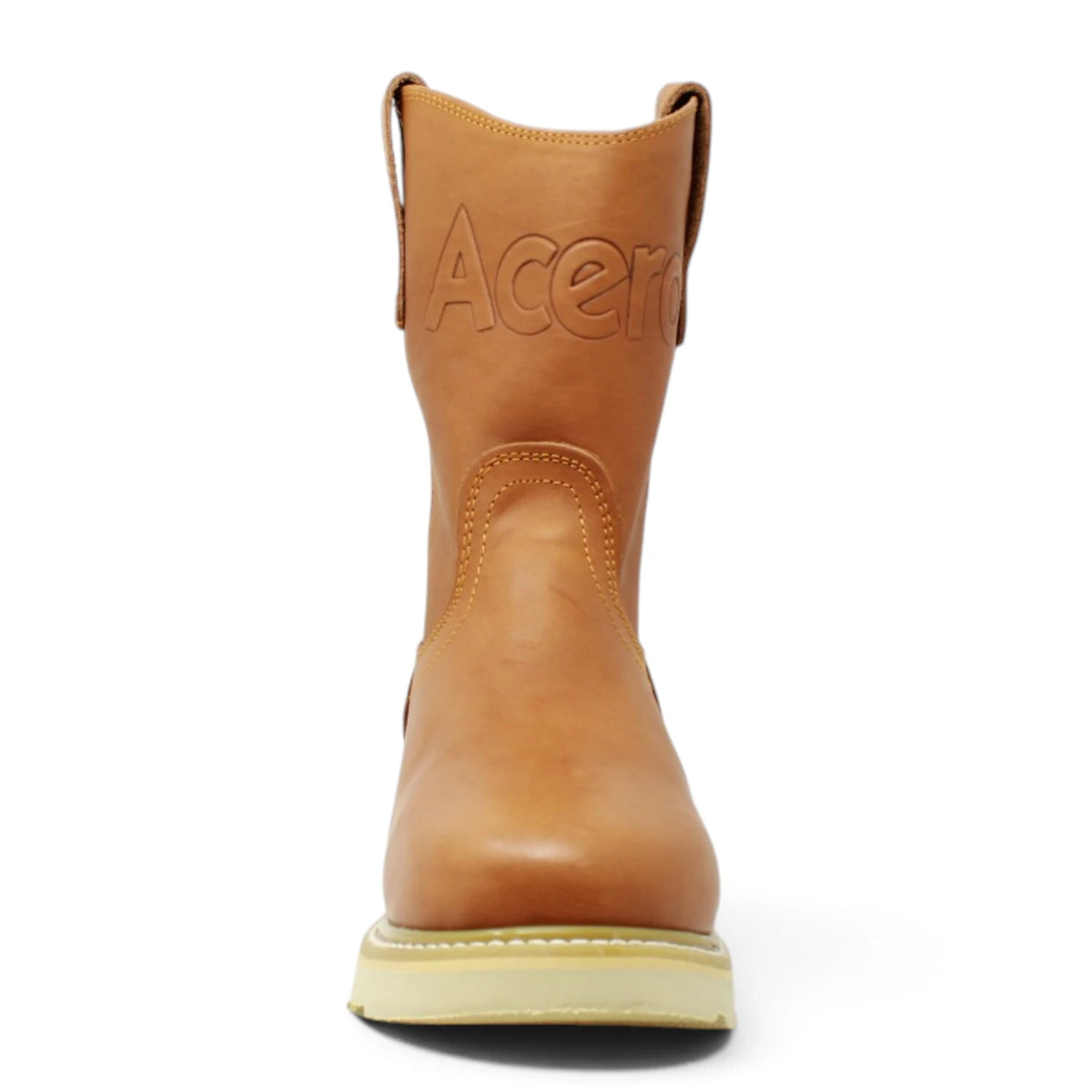 Acero Men´s Genuine Leather Round Roper Toe with Oasis Sole Work Boot - Grasso Tan - Front View