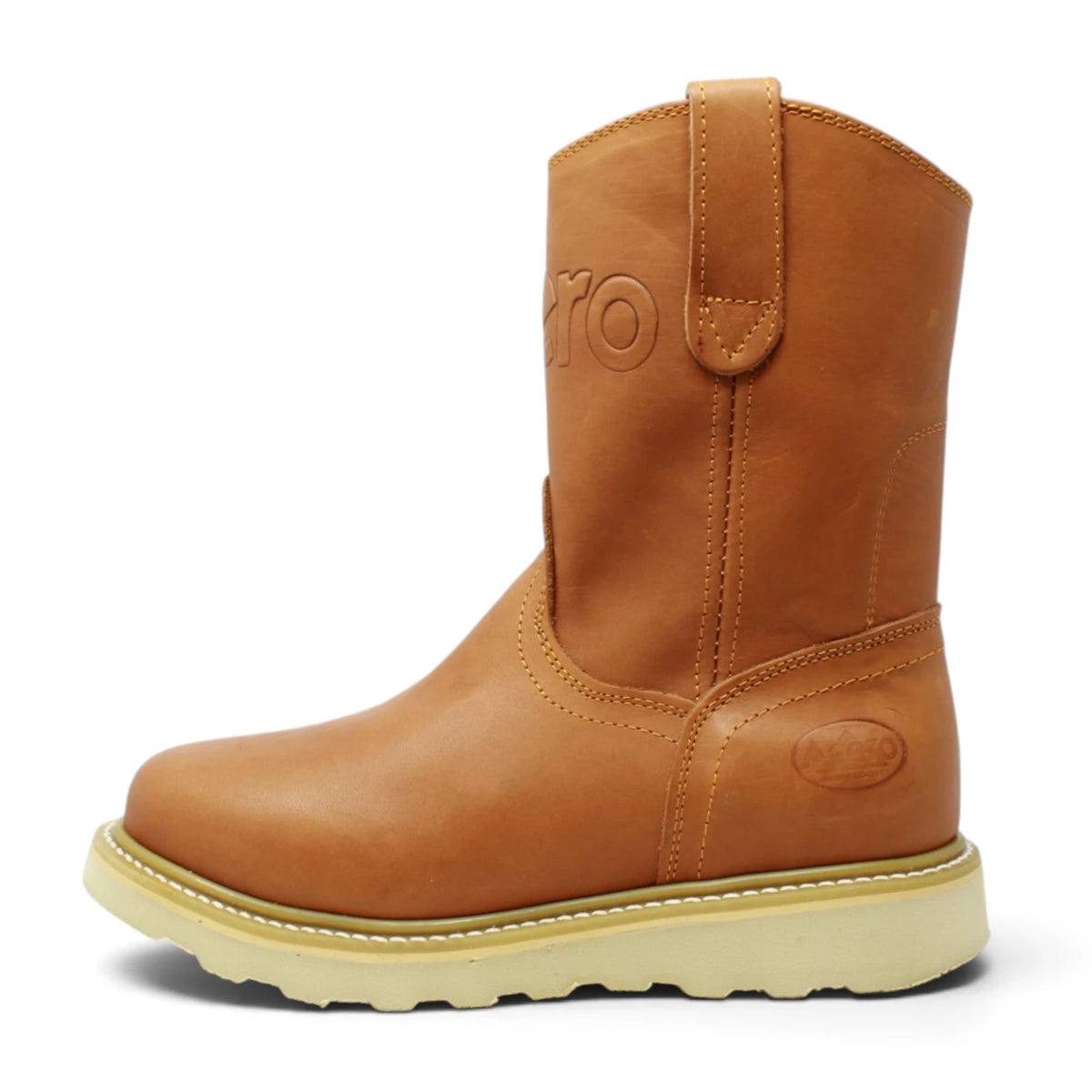 Acero Men´s Genuine Leather Round Roper Toe with Oasis Sole Work Boot - Grasso Tan - Left Side View