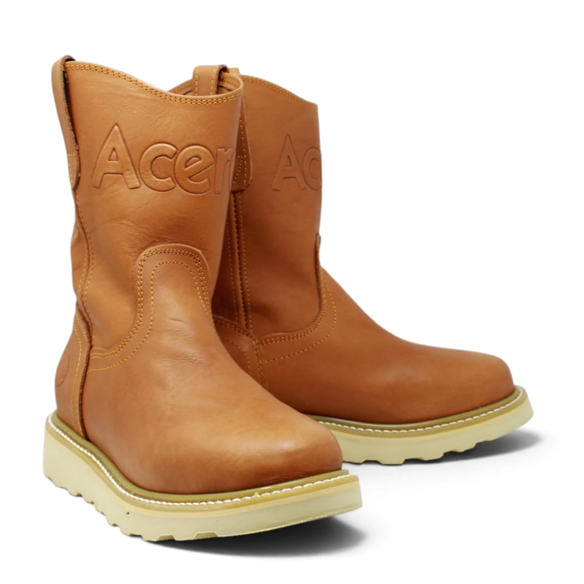 Acero Men´s Genuine Leather Round Roper Toe with Oasis Sole Work Boot - Grasso Tan - Pair Side View