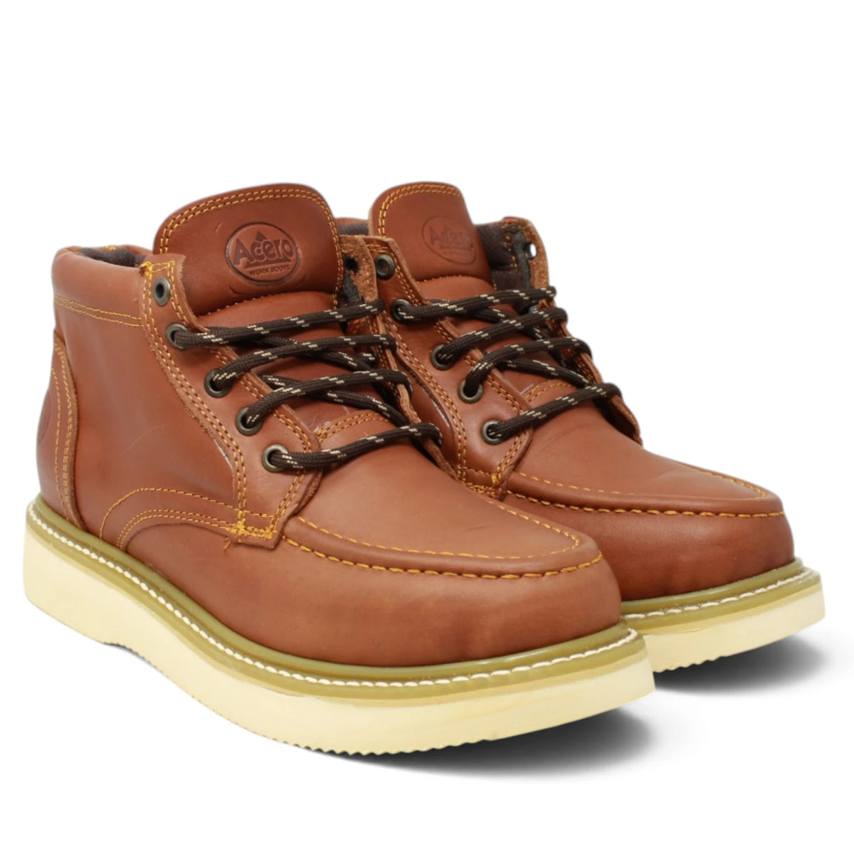 Acero Men´s Genuine Leather Moc Toe Borce Bordo Work Boot - Grasso Honey - Pair Side View