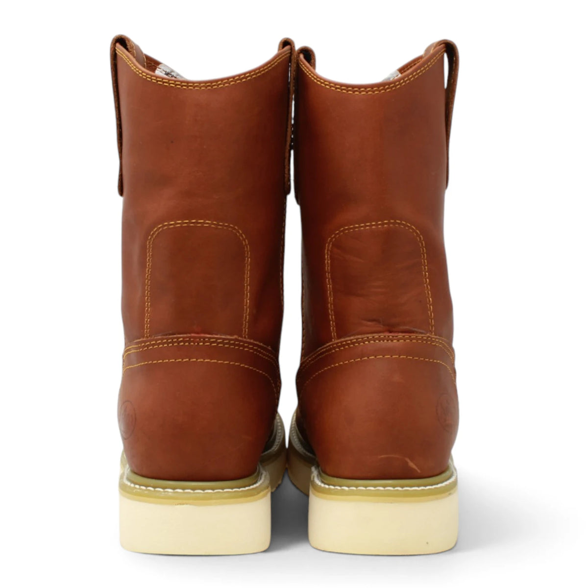 Acero Men´s Genuine Leather Round Roper Toe with Camel Striped Sole Work Boot - Grasso Honey - Pair Back View