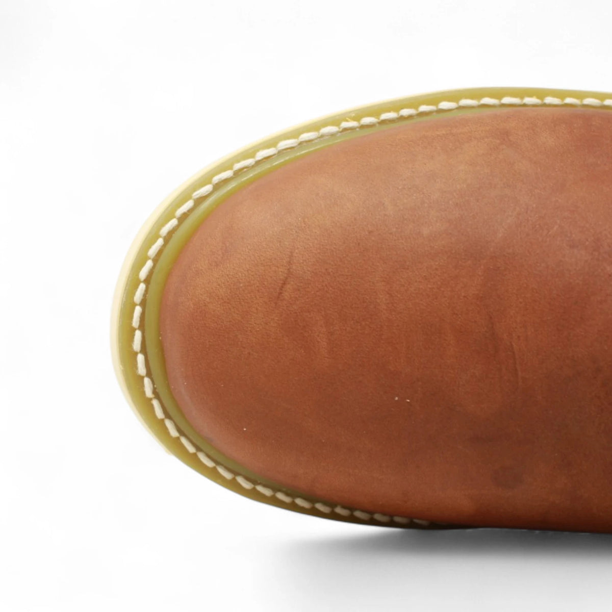 Acero Men´s Genuine Leather Round Roper Toe with Camel Striped Sole Work Boot - Grasso Honey - Toe View
