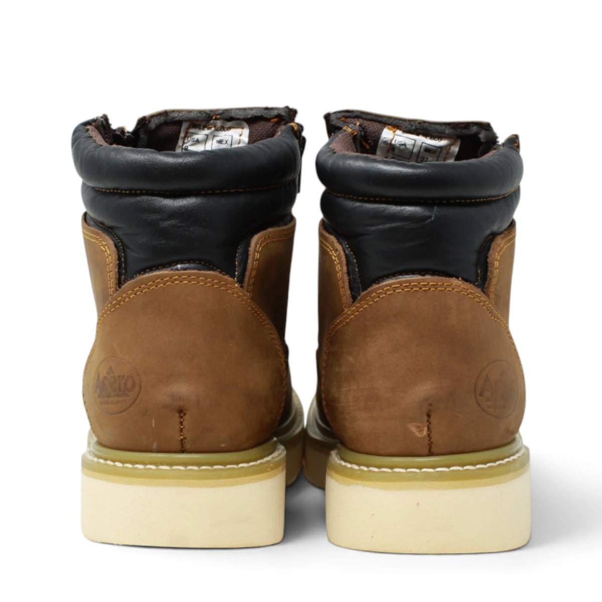 Acero Men´s Genuine Leather Round Toe with Zipper Ankle Work Boot - Crazy Sand - Pair Back View