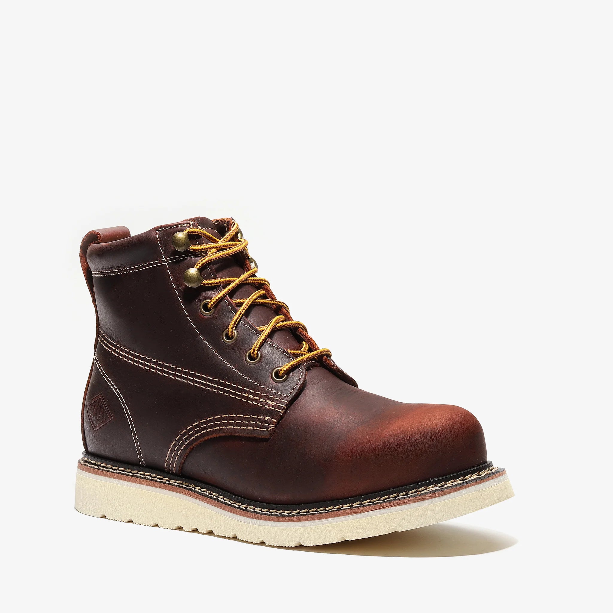 Bonanza Men´s Frontier Classic 6" Plain Toe Work Boots - Burgundy - Side View
